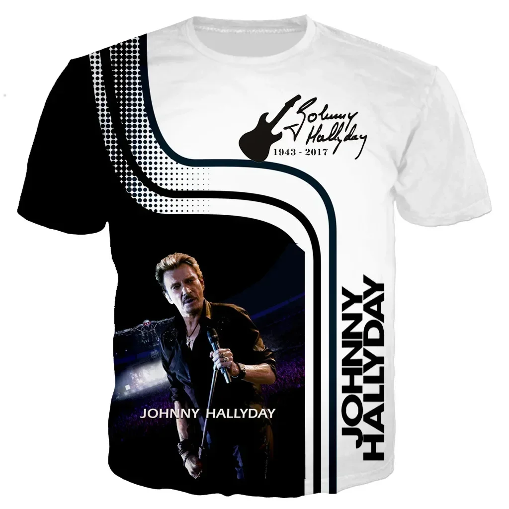 

Johnny Hallyday 3D Printed Plus-size Men's and Women's T-shirts Harajuku Casual Sports Breathable Quick-drying Short Sleeves