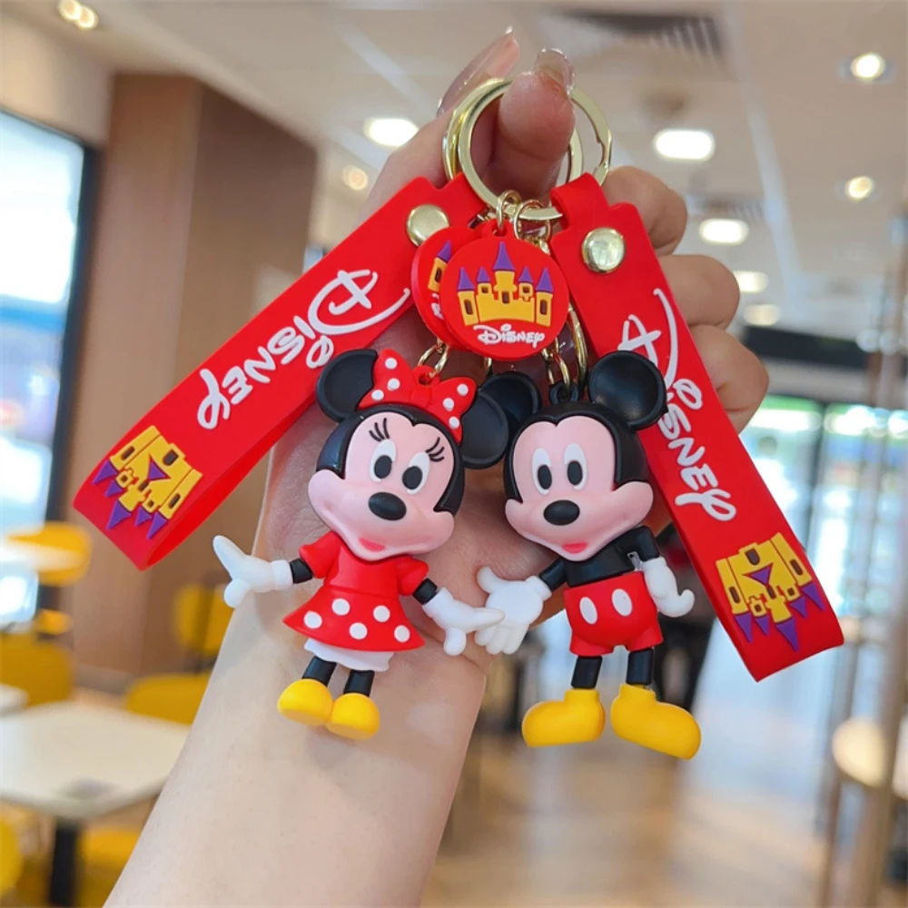 Disney Anime Mickey Keychain Cartoon Stitch Cute Minnie Keyring Student Bag Hanging All-match Car Key Chain Christmas Gifts