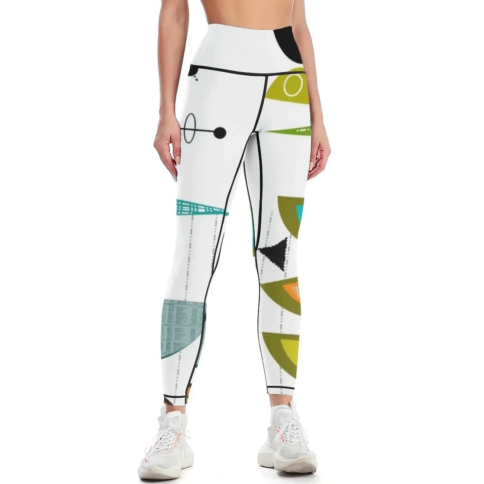

Mid-century Modern Abstract #55 Leggings sporty woman push up Golf wear Women's sports gym sportswear woman Womens Leggings