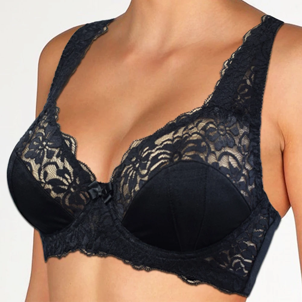 Plus Size Bra Lager Bosom Lace Embroidery Minimizer Bras For Womens Lingerie Sexy Brassiere BH Top E F G H I Cup