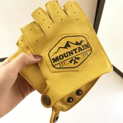 Driving Mens/Women Racing Bike Knight Leather Motorcycle Spring Summer Half-finger Retro Gloves Motorbike Cowhide Vintage Gloves