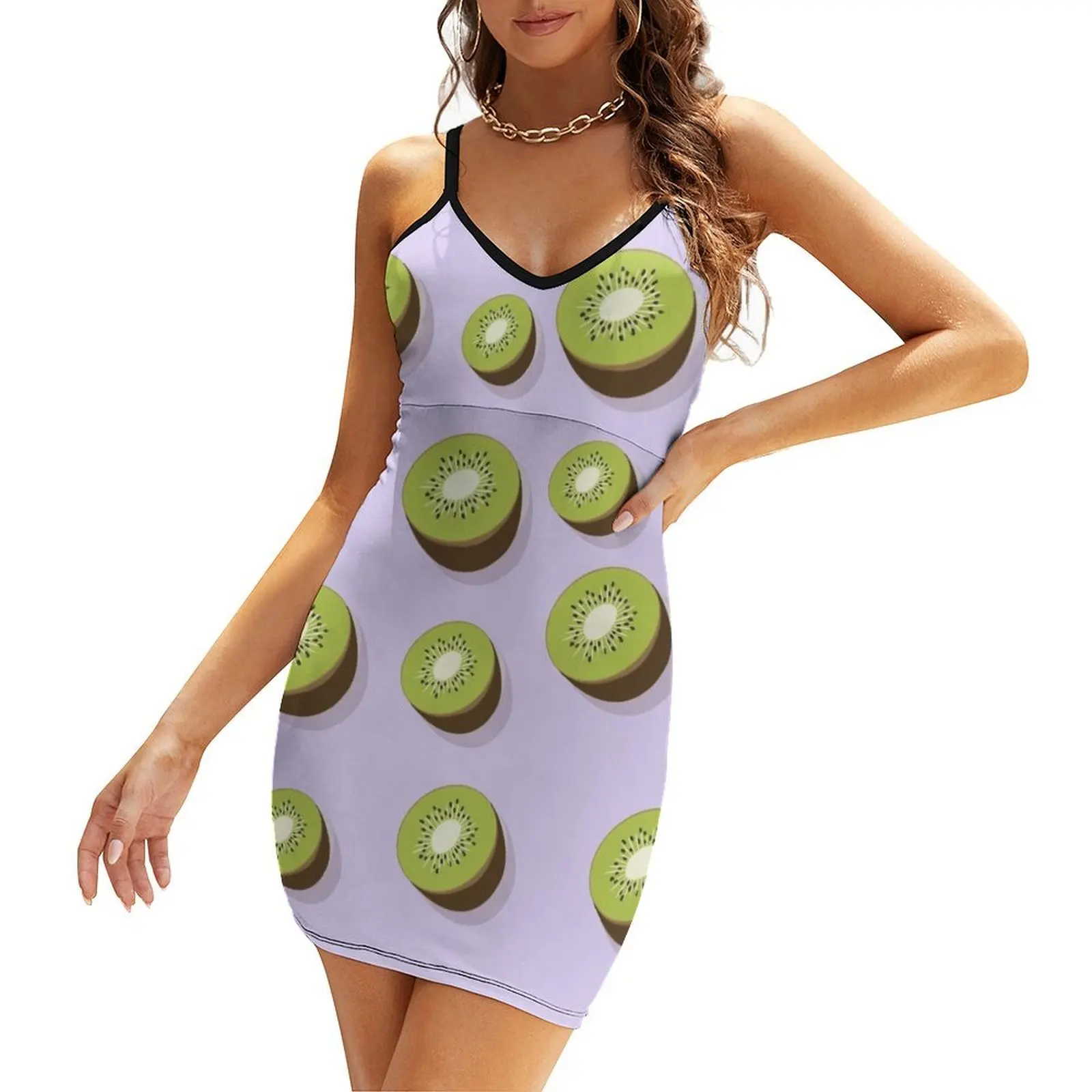 

Kiwi fruit series Sling Dress summer dress woman 2025 trendy clothes for women luxury woman evening dress