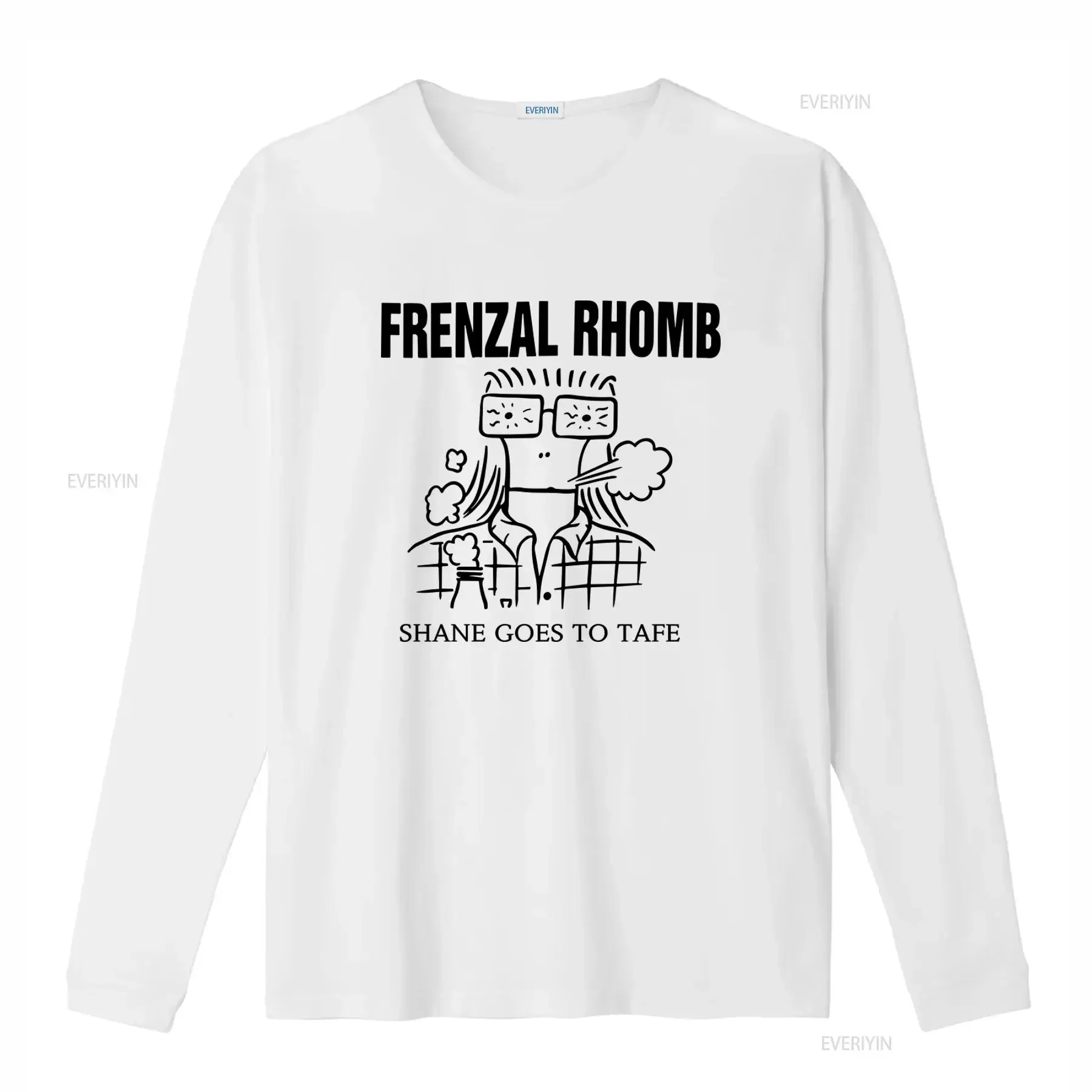 Frenzal Rhomb Shane Goes To Tafe Print T Shirt Size 2XL vintage Washed Top For Everyday Wear fashion Slightly graphic Unisex