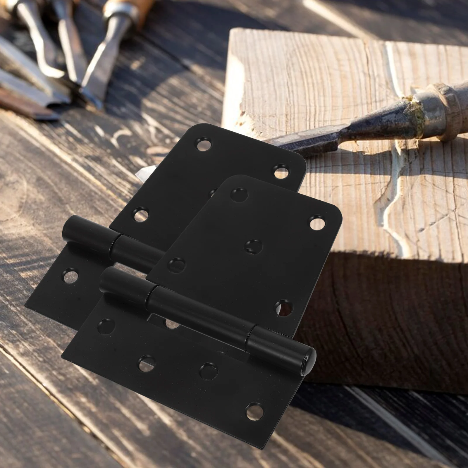 

2Pcs Heavy Duty Gate Hinges Black Iron Door Hinges Self Closing Smooth Finish Outdoor Gate Hinge Kit for Wood Fence Barn Shed