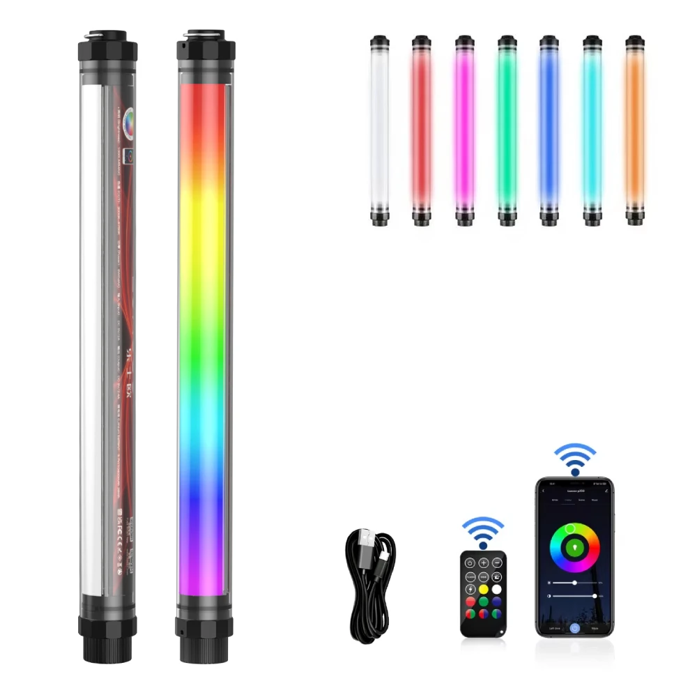 LUXCEO RGB Dimmable Video Light Tube LED Underwater Photography Lamp-Full Color IP68 Waterproof Fill Lighting for Studio Outdoor