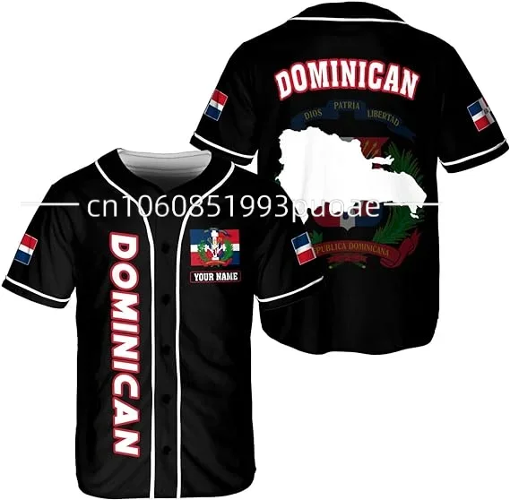 2025 New Dominican Republic Baseball Jersey 3D Printed Men's and Women's Casual Shirt Free Customized Name Baseball Shirt