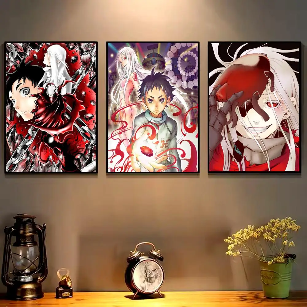 Póster artístico de pared en lienzo de algodón con caligrafía y pintura D-DEADMAN WONDERLAND, pintura estética para decoración del hogar, sala de estar y dormitorio