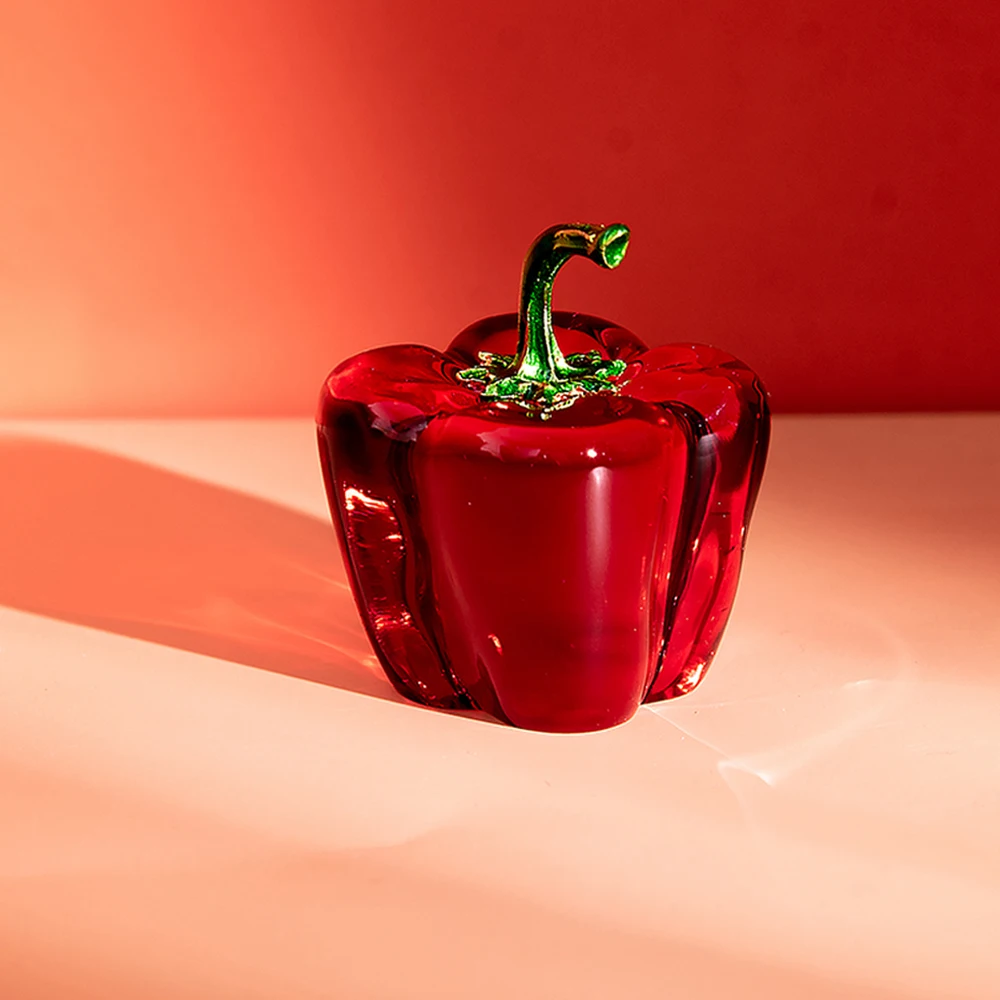 

Color Crystal Chili Figurine Collectible Paperweight Glass Pepper Vegetable Ornament Table Office Home Decor Gift