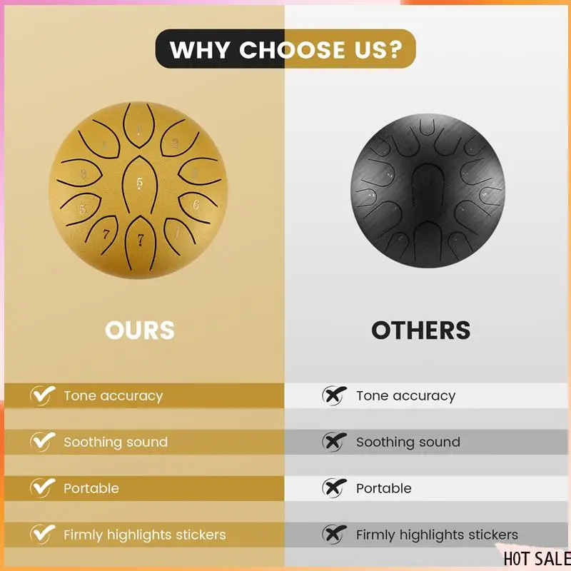 B72A Rain Drum For Outside 6 Inches 11 Tones Steel Tongue Drum Rain Chime Outdoor Rain Chime Musical Instrument