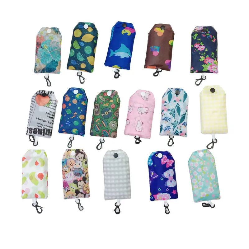 1pc Printed Polyester Organizer Bag Fashionable Recyclable Travel Foldable Reusable Eco Friendly Shopping Bag(Color Random)