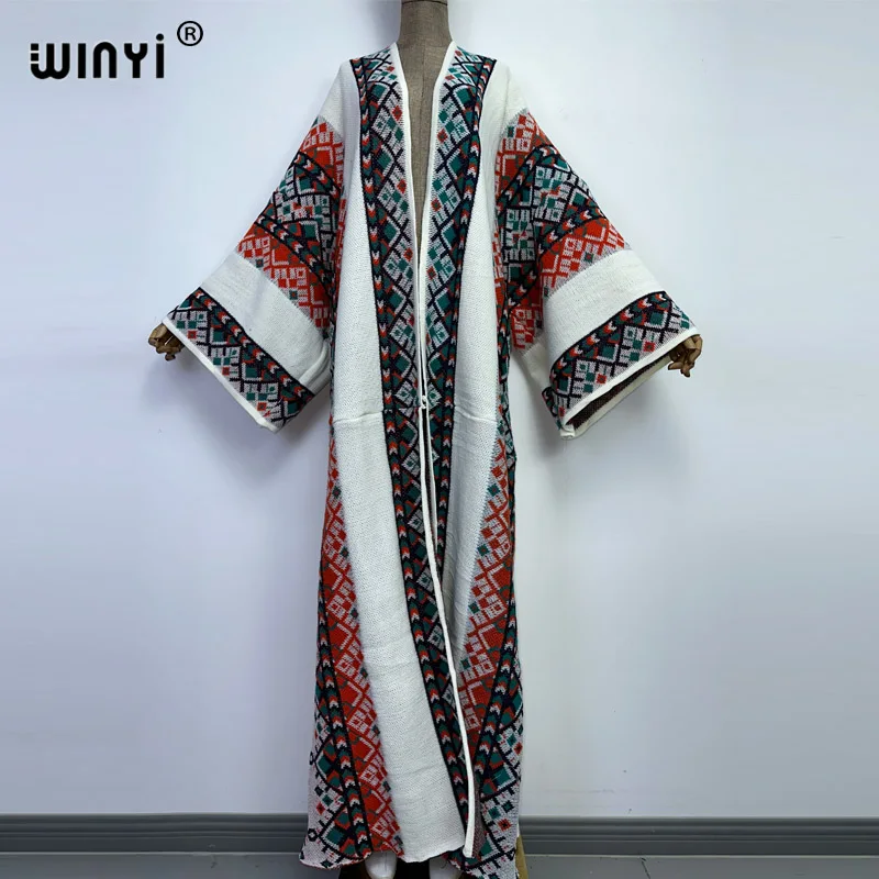 WINYI woman Winter Knitted cardigan coat Loose Christmas Fashion hipster party dress Thick Warm Female Jacket Cotton cloke