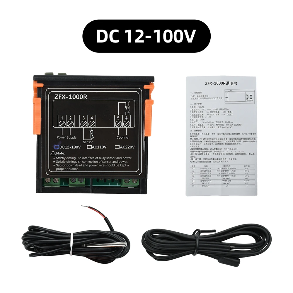 -20-300 ℃ Smart Temperature Controller ZFX-1000R LED Digital Thermostat Incubator Relay Heating Cooling DC 100V AC 110V/220V