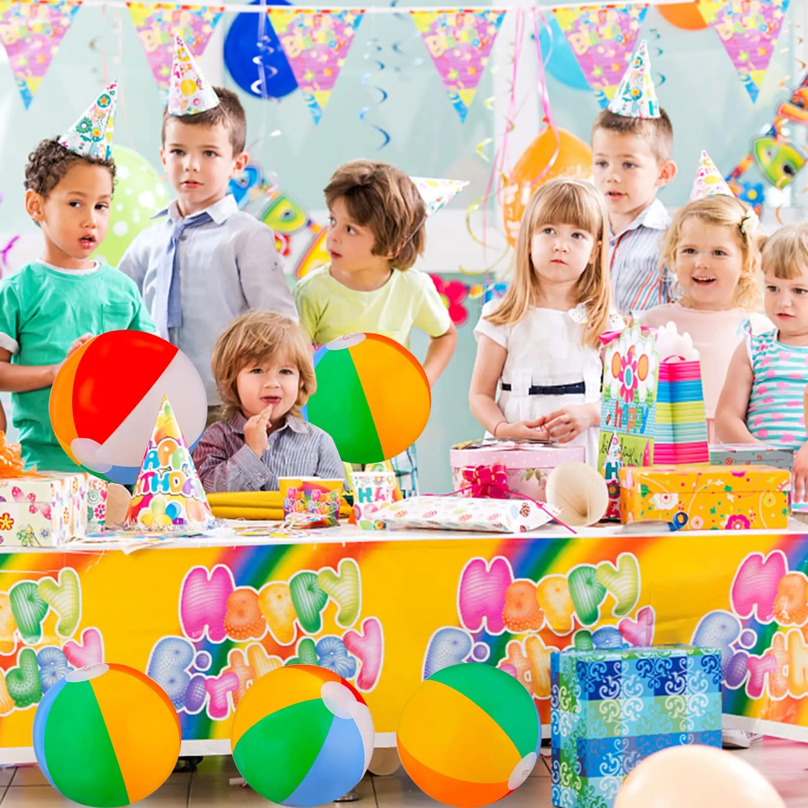 Balles de plage en vrac, paquet de 24 boules de plage gonflables de 9 pouces, jouets de piscine pour enfants, jeux aquatiques d'été, cadeaux de fête d'anniversaire pour enfants L
