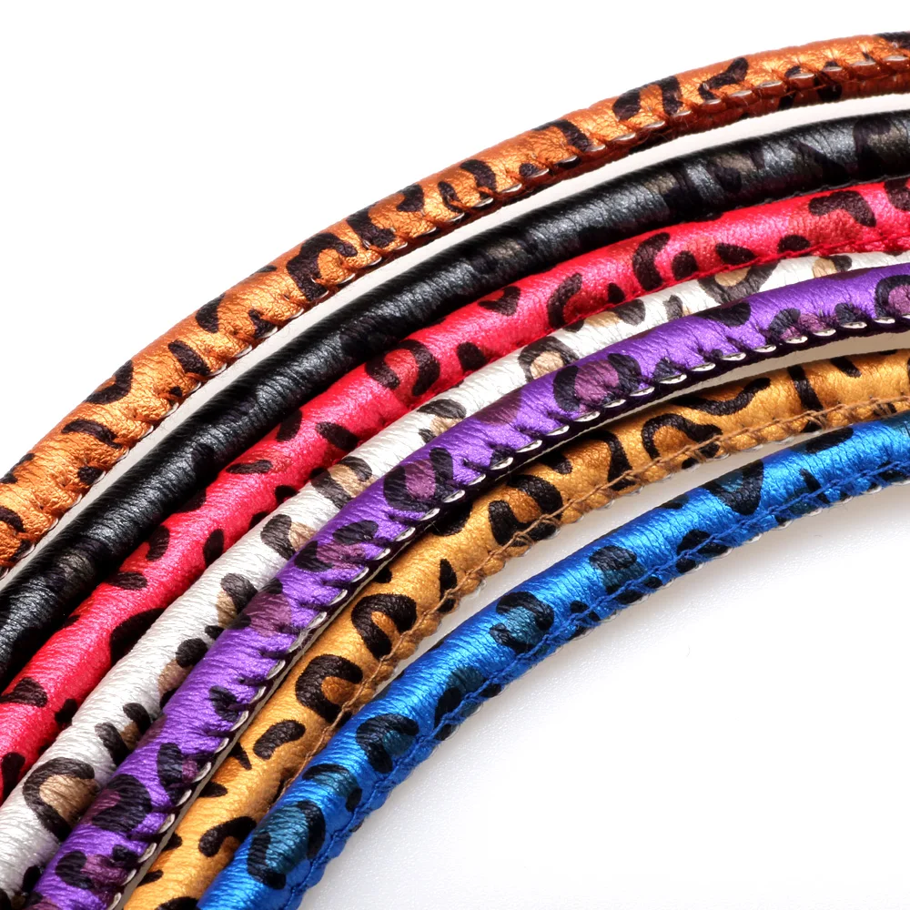 OlingArt 6mm 2 m/Lot Style imprimé léopard collier à faire soi-même Bracelet artisanat fabrication de bijoux corde ronde en cuir PU