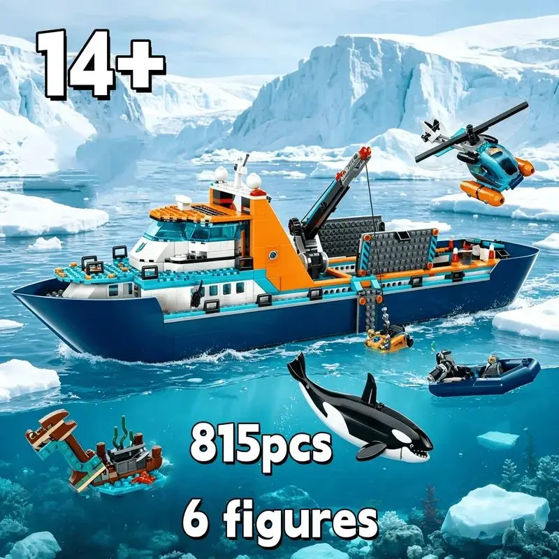 2026 New Product City Series Building Blocks Polar Giant Ship Bricks 815 Pcs Suitable for Birthday Gifts and Decorative Ornament