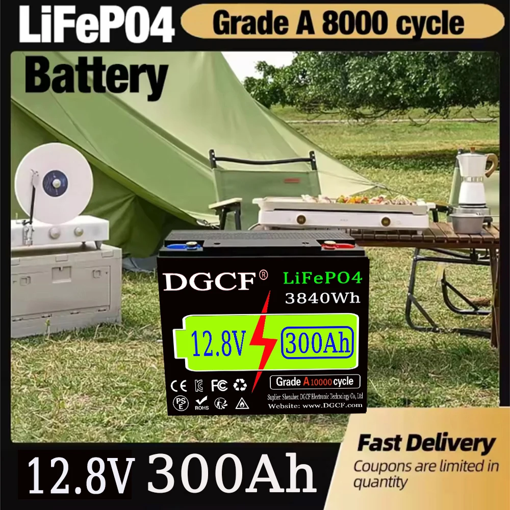 

12.8V LiFePO4 Lithium Battery 500Ah 6400Wh, Built-in 200A BMS, Rechargeable Battery, for RV/Camper, Solar, Marine, Overland/V