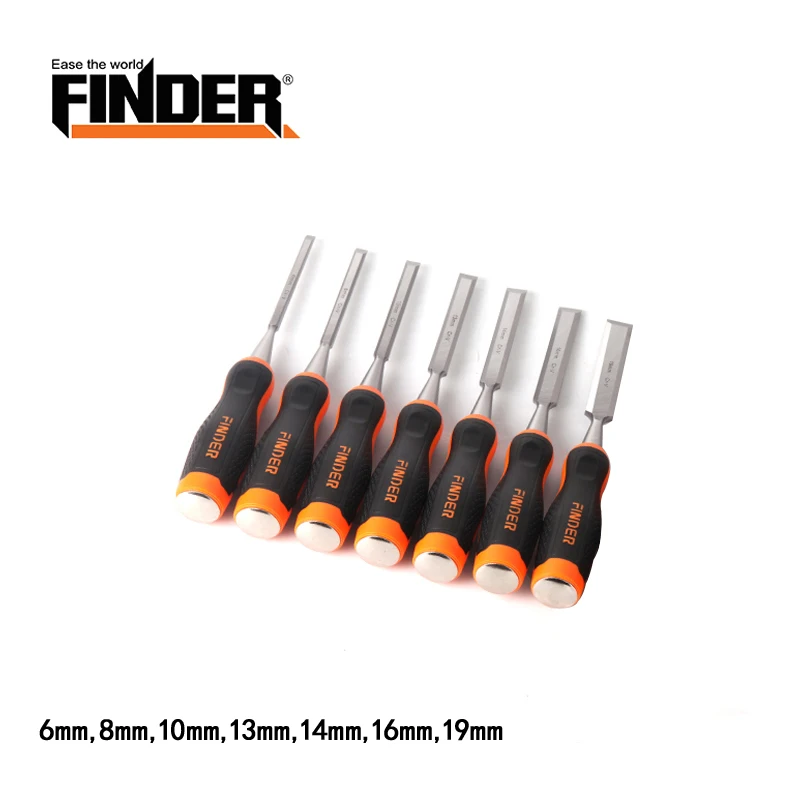 7pcs 6-19mm Woodwork Chisel Set CR-V Carving Wood Tools Chisels Carpenter Tool TPR Handle Professional Carving Knife Wood Graver