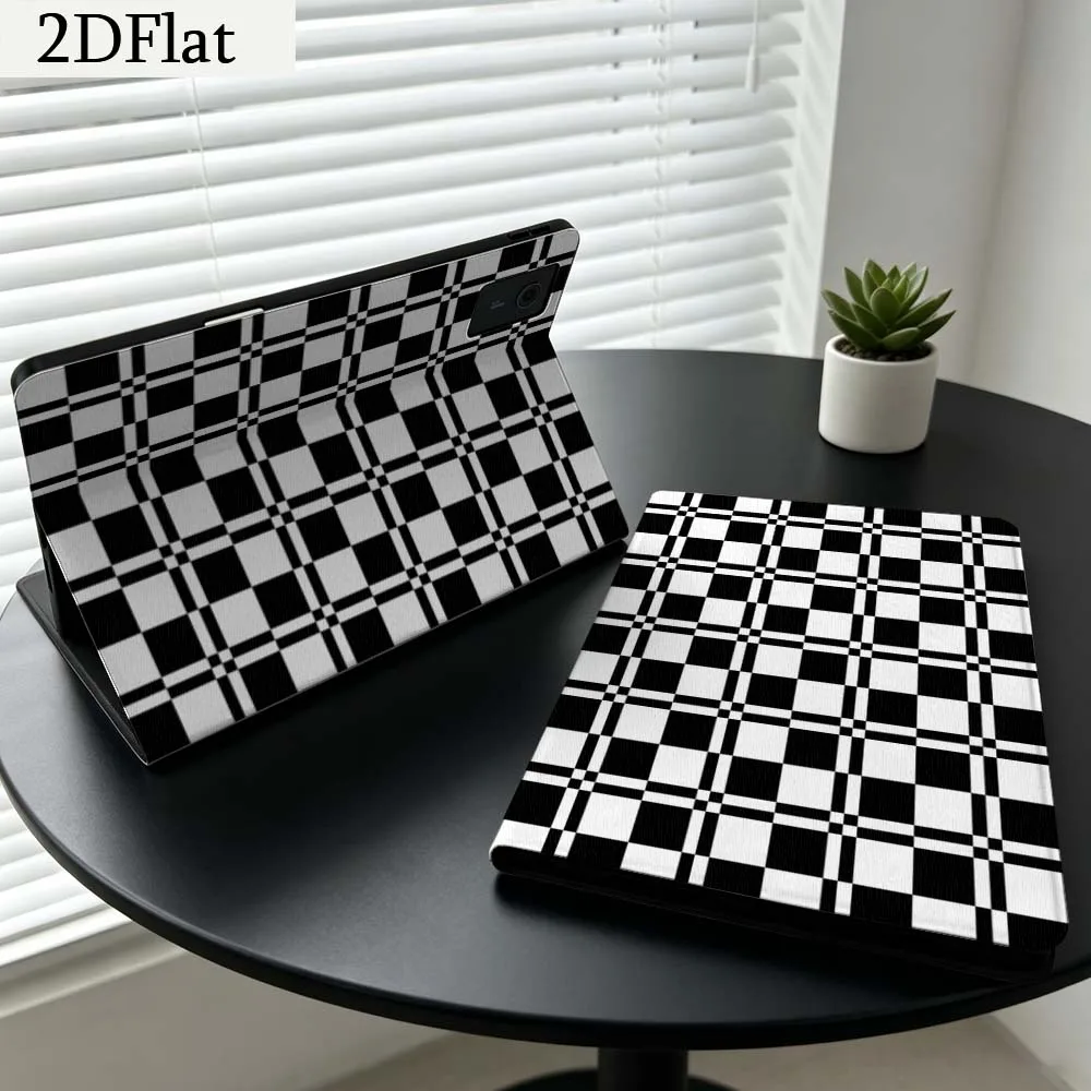 Black White Checker Pattern For Lenovo Xiaoxin Pad Pro Tab K11 K10 Y900 3rd Y700 P11 P12 11.5 12.7 8.8 Inch Tablet Case Gift