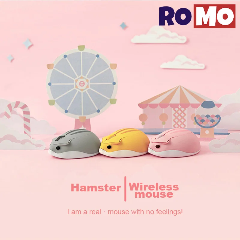 Cute Wireless Mouse 2.4GHz Ergonomics Portable Hamster Silent Mouse High Precision USB Receiver Small Convenience Office Mouse