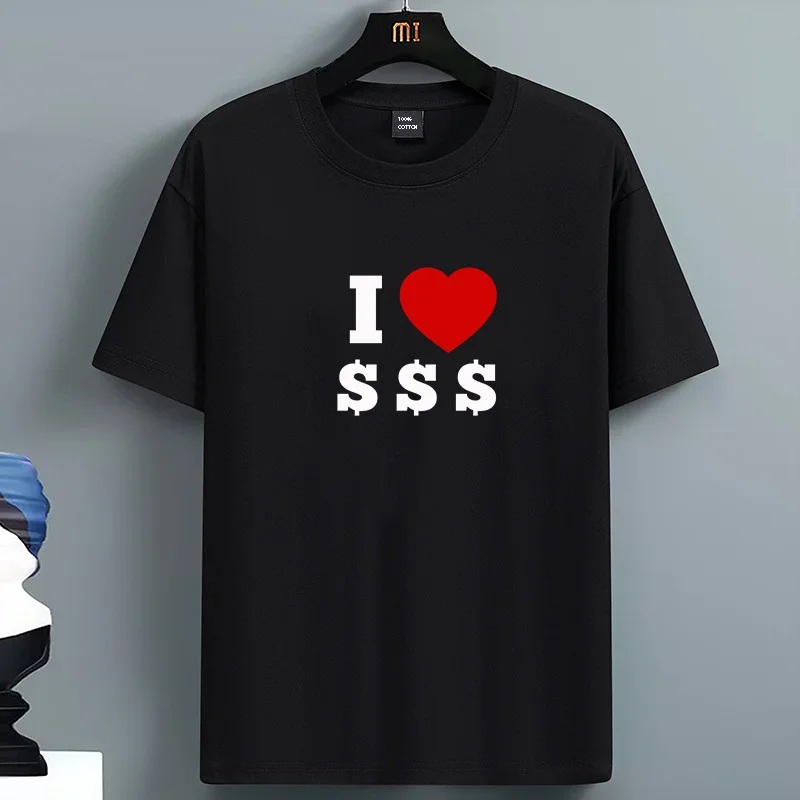

Luxury For Men's King Chess 100% Cotton Shirt Graphic Tees I Love Money Printed T Shirts for Men Urban Letter T-Shirt Streetwear