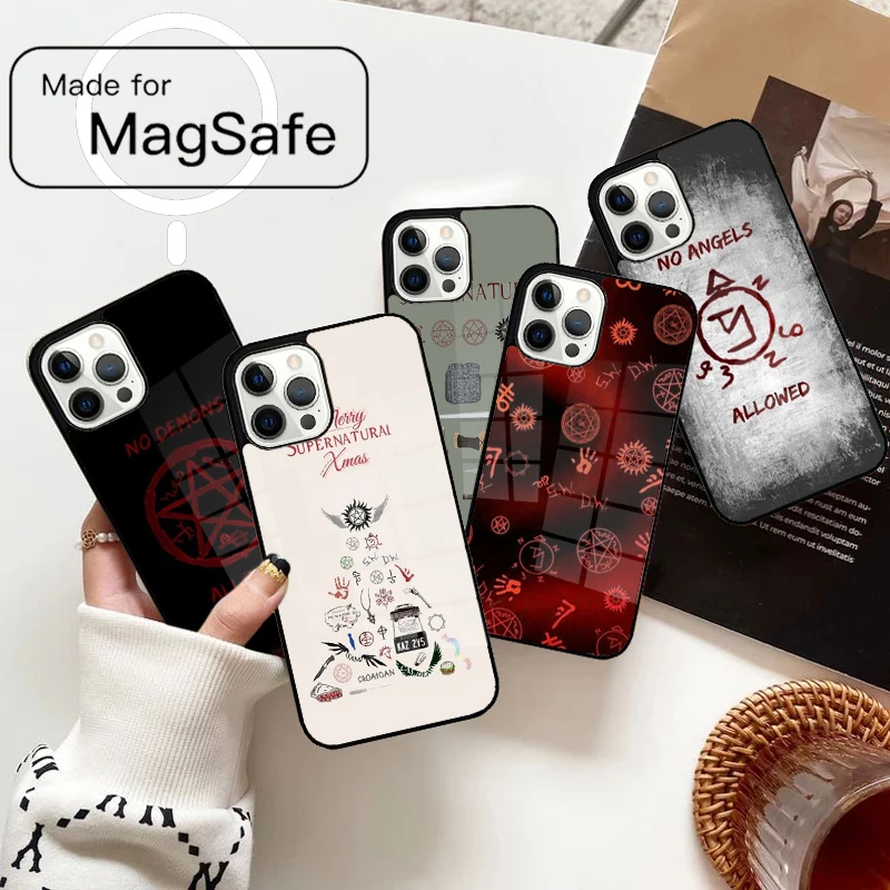 حافظة هاتف مغناطيسية خارقة للطبيعة من Castiel لهاتف آيفون 17 Air 16e 12 13 14 15 Pro Max Magsafe غطاء لاسلكي