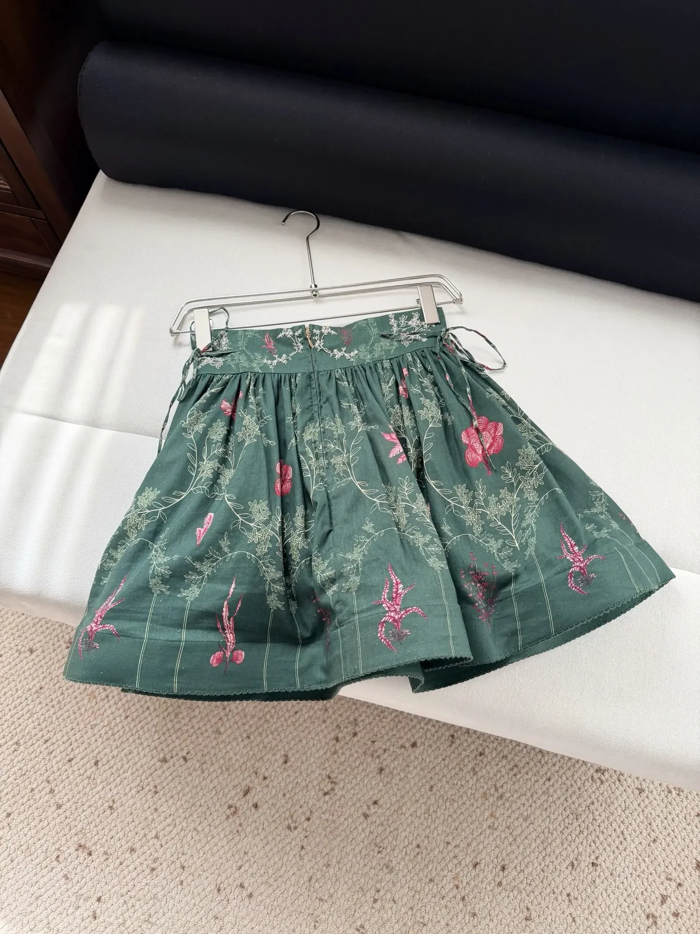 

New French style linen cashew tropical retro dark green printing set