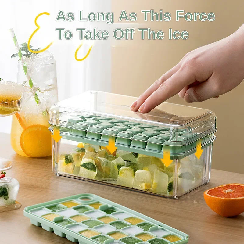 

30/60 Grid Press Type Ice Cube Tray With Storage Box Remove, Fast Quick-freeze Maker Storage Whiskey Cocktail Beer Ice Box Tray