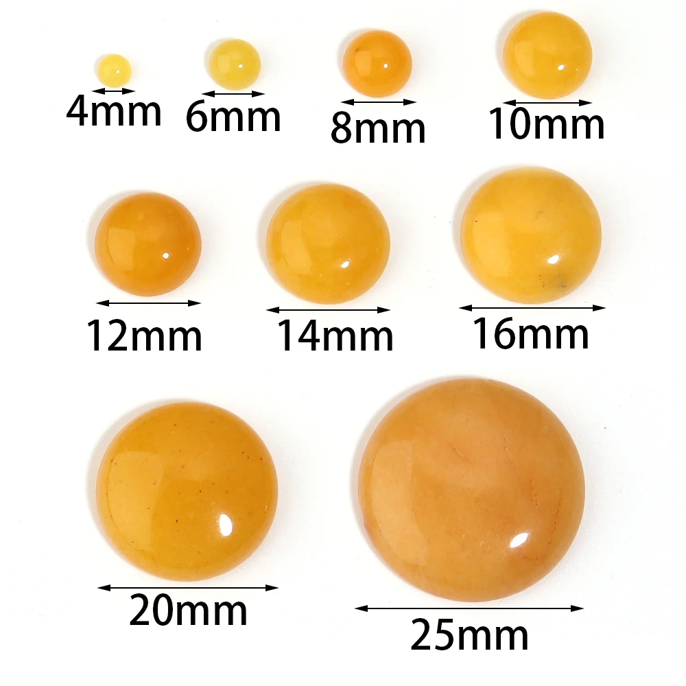 5-10pcs/lot 4-25mm Natural Yellow Jade Stone Cabochons Half Round Cabochon Cameo For DIY Crafts Rings Necklace Jewelry Accessory