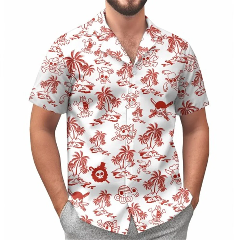 Camicia abbottonata con risvolto a maniche corte stampata in 3D da uomo della nuova estate Hawaii Casual Iop Cversized Camicia a maniche corte allentata da spiaggia