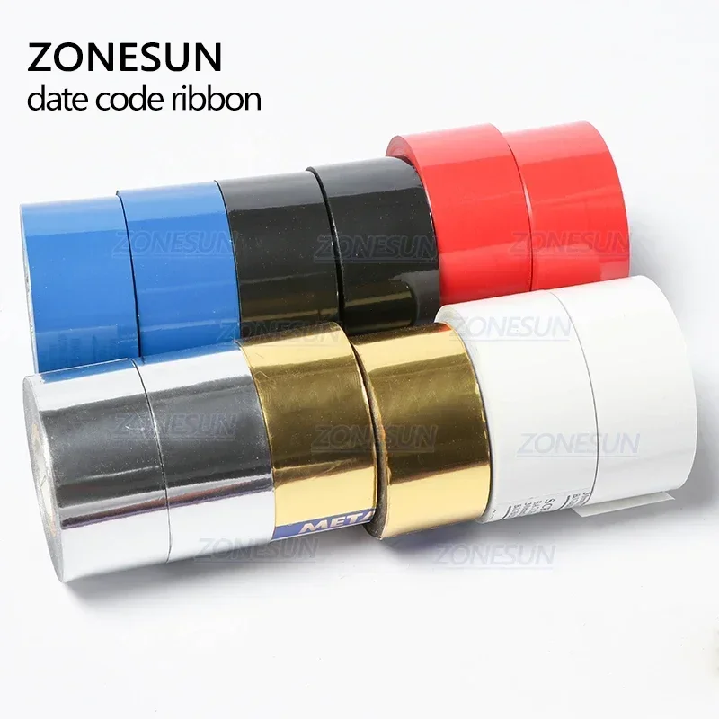 ZONESUN Pita Termal Mesin Cetak Pita, 30*100M, Pita Cetak Tanggal untuk Plastik dan Kertas (5Rol/Lot)