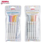 Japan ZEBRA Mildliner Highlighter Water-based Marker Pen WKT7 5 Colors Set Pastel Natural Mild Liner Dual Tip for Highlighting