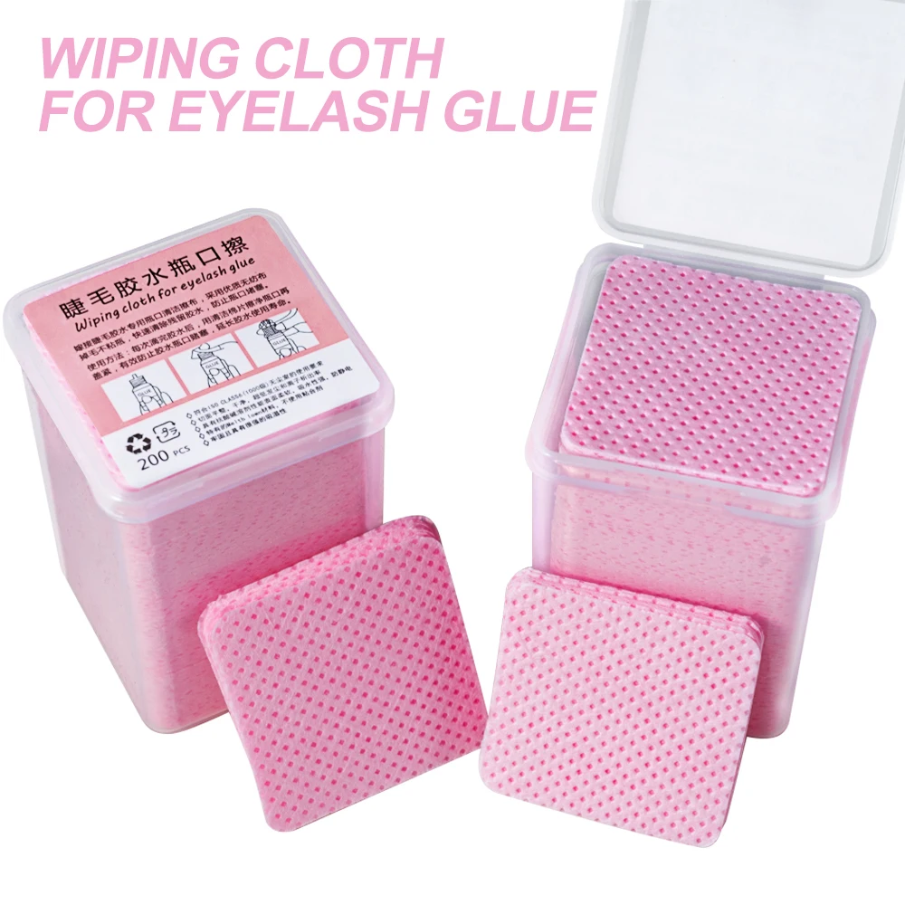 200Pcs Pink Lint-Free Nail Polish Remover Wipes UV Gel Glue Nail Polish Removal Cotton Pads for Makeup Manicure Cleaning Tools