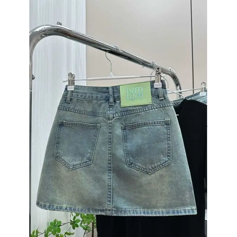 

Сексуальная джинсовая юбка ort с защитой от воздействия Юбка с высокой талией Женская модная юбка трапециевидной формы весны 2025 г.