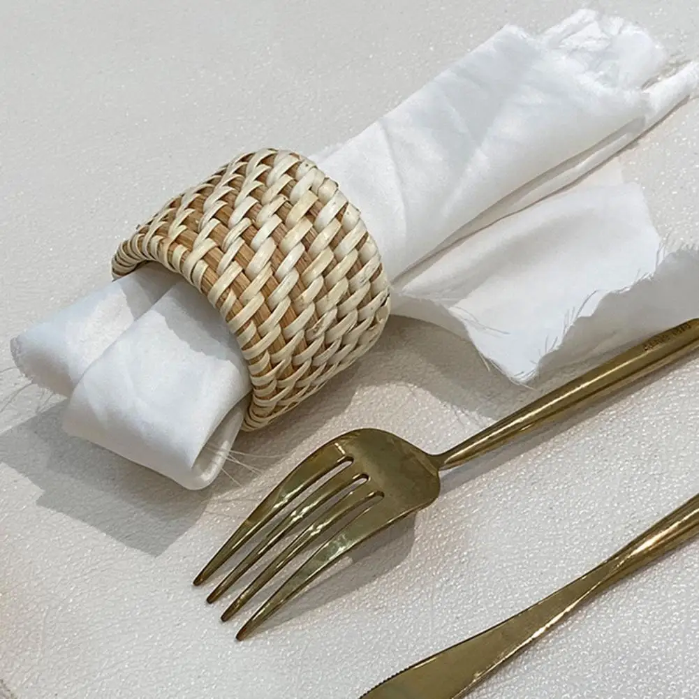 

Reusable Napkin Rings Hand-woven Napkin Holders Handmade Rattan Woven Napkin Rings for Wedding Party Table Decor for Everyday