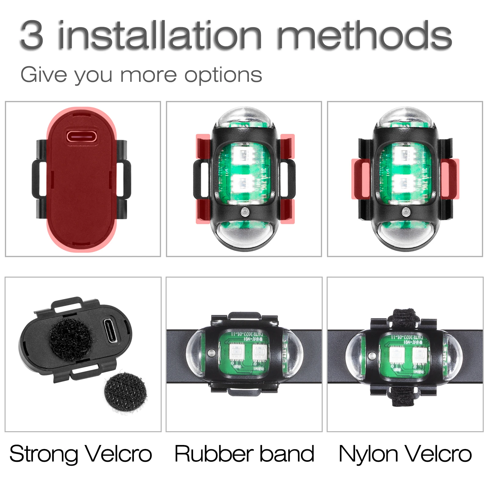 SETTO LED Anti-Collision ไฟเตือนไฟสัญญาณ Mini Light Light Drone พร้อม Strobe Light 4สี RGB เลี้ยวสัญญาณรถจักรยานยนต์