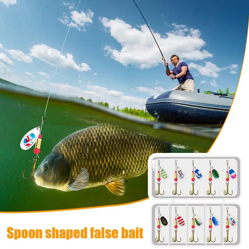 Spinner Baits For Bass Fishing Bass Fishing Kit Spoon Shaped Fishing Lures Baits 11 PCS Hard Metal Fishing Lures Spinnerbait For