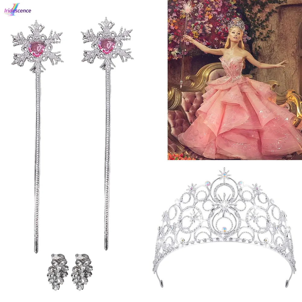 

Wicked Glinda Crown Cosplay Fantasia Disguise Costume Accessories Headgear Ring Women Girls Dress Up Halloween Carnival Costume
