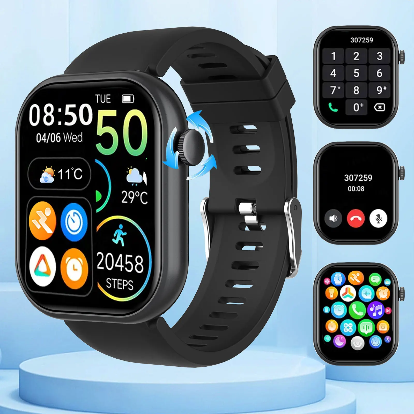 HOT Smartwatch full touch screen, answer and make calls, message reminders, custom watch face wallpaper and other functions