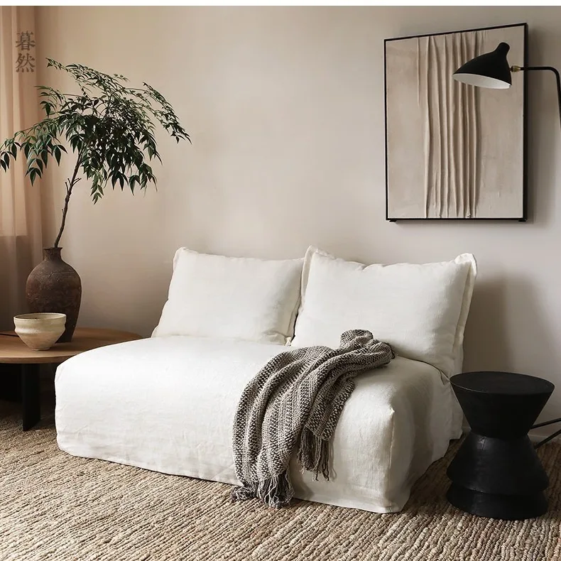 أريكة مزدوجة من الكتان المغسول على طراز وابي مفككة ومغسولة بالكامل من B & B inn #3