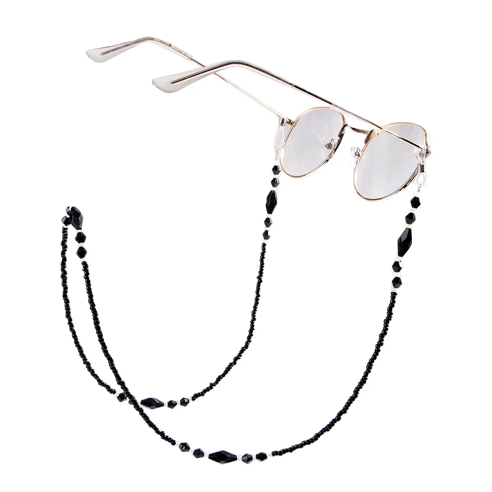 Fashion Black Beads Eyeglasses Chain Rope Anti-slip Sunglasses Lanyards Eyewear Cord Holder Neck Strap Reading Glasses Rope