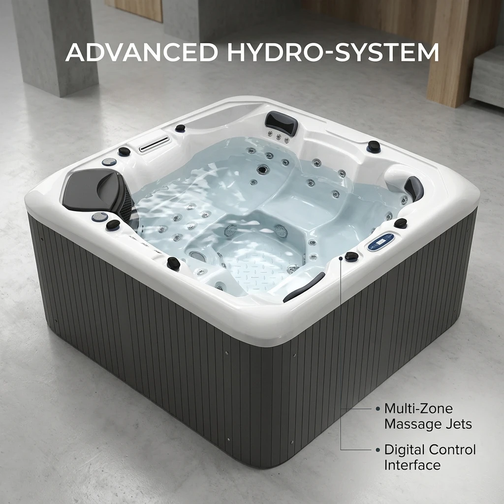 Drop‑Stitch Fabric Massage Pool Heavy‑Duty Inflatable Hot Spa With Jet Massage System For Outdoor Home Use