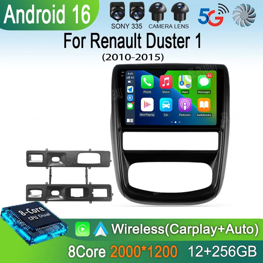 Android 16 Car Radio For Renault Duster 1 2010 - 2015 For Nissan Terrano 2014 - 2020 Navigation GPS Multimedia Player Stereo BT