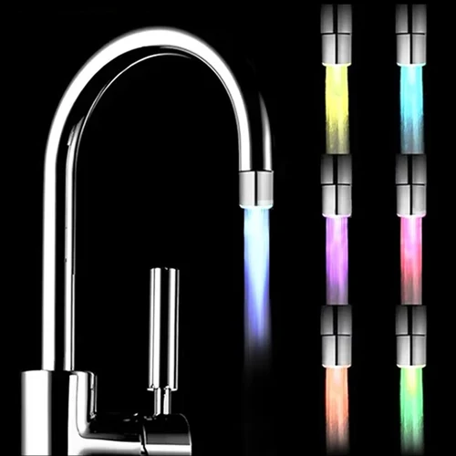 Baño LED de 3 colores, grifo de temperatura iluminado, grifo de cocina, ahorro de agua, aireador, boquilla de Ducha