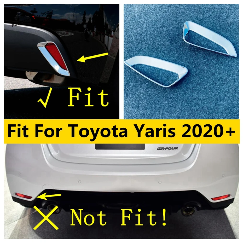 

ABS Chrome Rear Bumper Fog Lamp Light Decoration Frame Kit Cover Trim For Toyota Yaris 2020 2021 Car Accessories