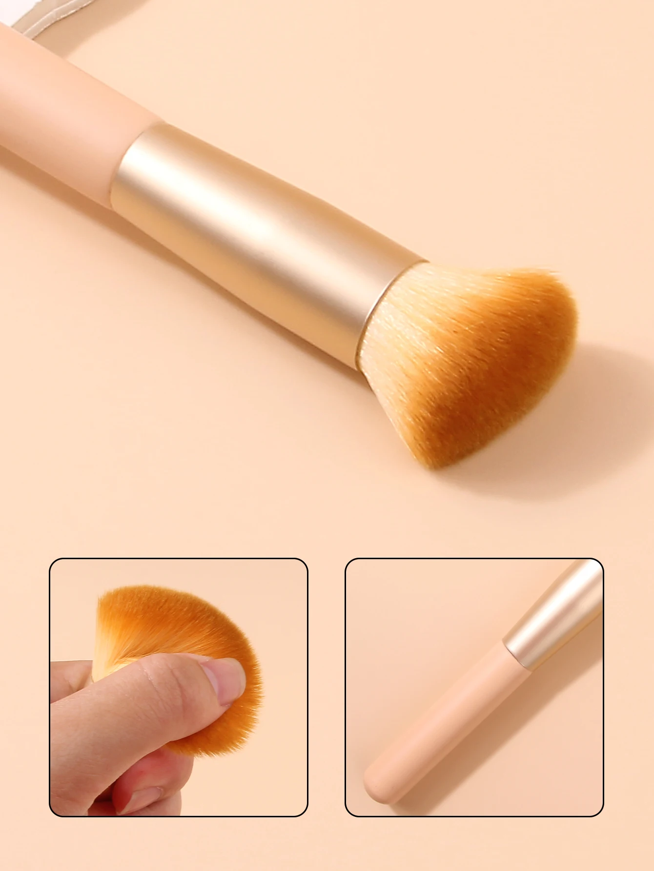 Single angled soft bristle makeup brush, professional facial foundation, blush and contouring, multi-functional beauty tool