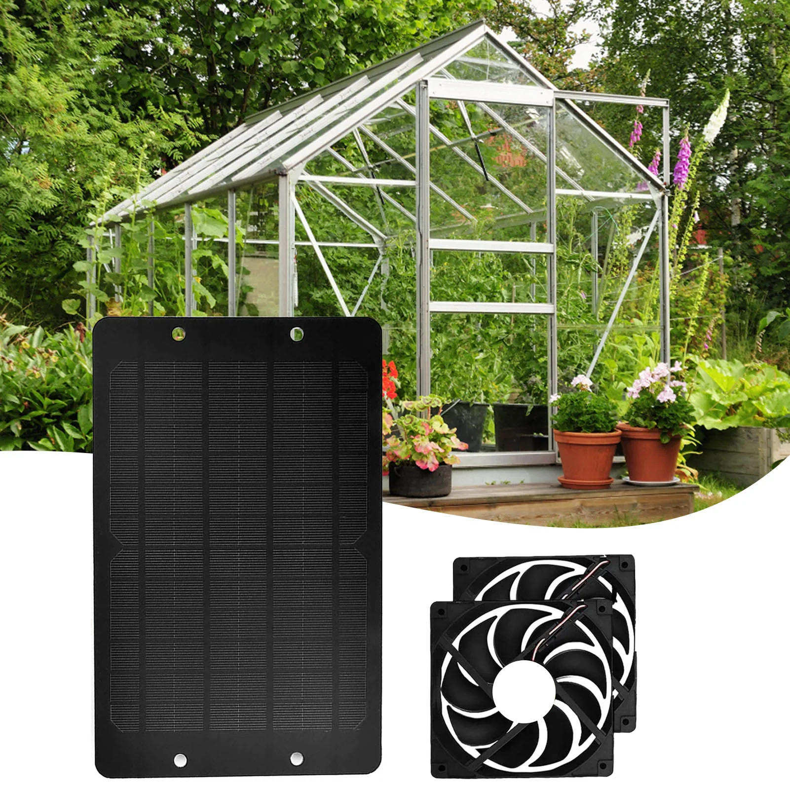 10W Solar Panel Kit 10W 12V Solar Panel Kit Portable Dual Fan Solar Powered Exhaust Dual Fan for Doghouses Sheds Small Chicken