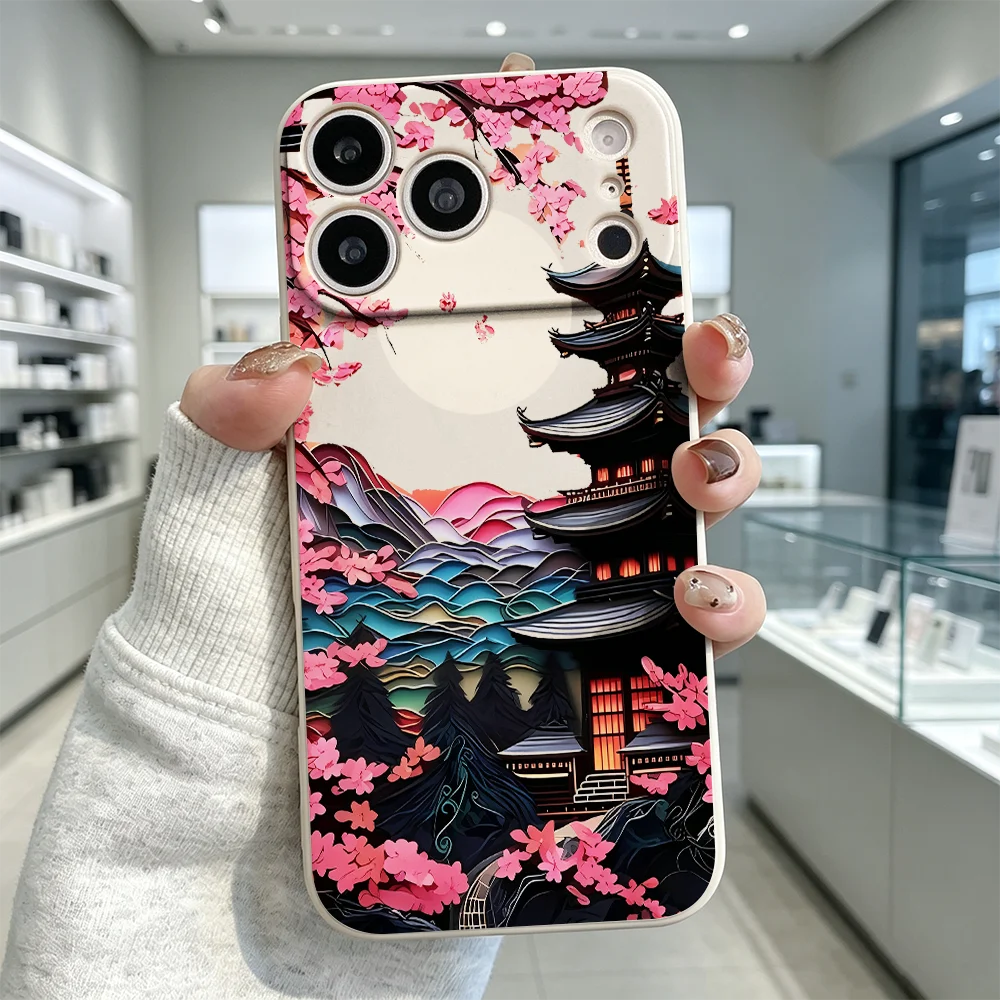 Pagoda Cherry Blossom Anti Scratch Flexible TPU Phone Case For Honor X9 X8 X7 X6 X5 Smart 600 500 400 300 200 Pro Lite