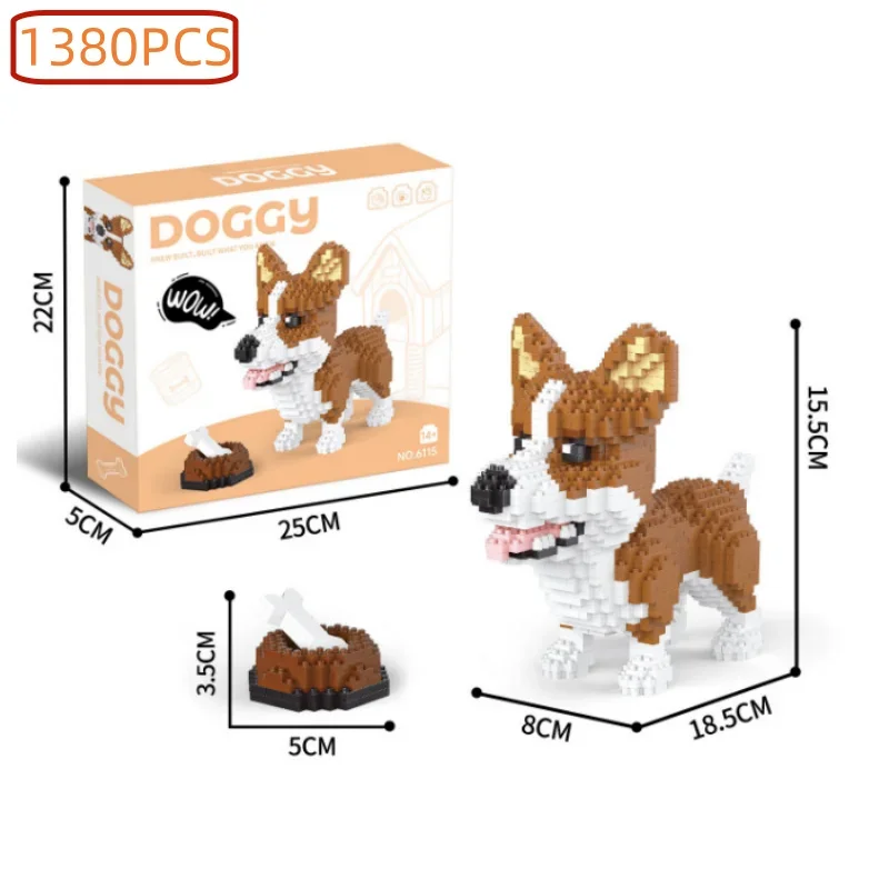 

Pet Dog Building Blocks: Diamond Miniature Small Particle Assembly Toy - Corgi Bullfighting Teddy Dog Gift for Children Toy