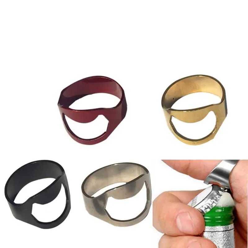 

1PC Bottle Opener Ring Creativity Corkscrew Stainless Steel Finger Ring Beer Can Openers Gadgets Cool Bar Kitchen Accessories