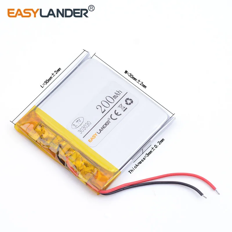 10ชิ้น/ล็อต 303030   200mAh 3.7V แบตเตอรี่ลิเธียม Li-Ion Li Polymer สําหรับ MP3 ชุดหูฟังบลูทูธ 3D แว่นตาสมาร์ทนาฬิกา
